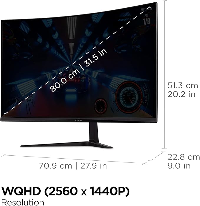 ViewSonic VX3218C-2K 32 Inch Curved 1440p 1ms 180Hz Gaming Monitor with AMD FreeSync Premium, Eye Care, HDMI and Display Port