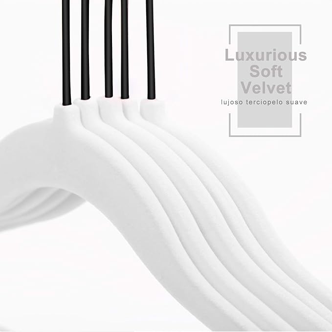 MIZGI Baby Velvet Hangers,Non-Slip Kids & Toddler Hangers,11.8 Inch Hangers for Baby Clothes,Pack of 50(White/Black)