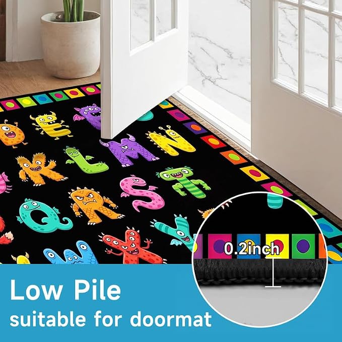 Alphabet Monster Area Rug for Kids 2'x3' Colorful ABC Learning Carpet Non Slip Educational Play Mat for Nursery Bedroom Playroom Classroom Entryway Living Room Home Decor