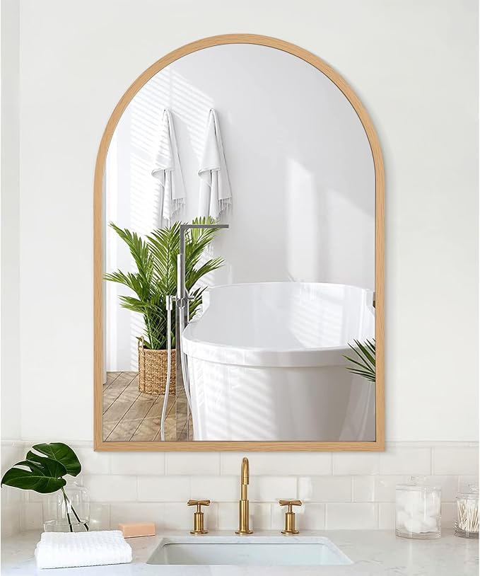 Arch Wall Mirror for Bathroom,Mirrors for Wall, Large 28"x20", Vanity Mirror for Bedroom Dresser, Entryway, Living Room, Aluminum Alloy Metal Frame
