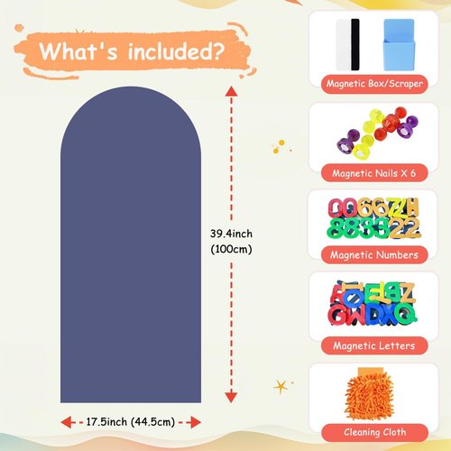 Arch Magnetic Chalkboard Wall Decal - 39.3x17.5 Inch Peel and Stick Self-Adhesive Magnet for Home Office & Playroom