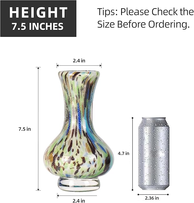 KAMMAK Colored Glass Vase, Beautiful Hand Blown Decorative Vase, Modern Art Vase for Flower Mantle Dining Table Centerpiece, Entryway Living Room Wedding Decoration, FH019