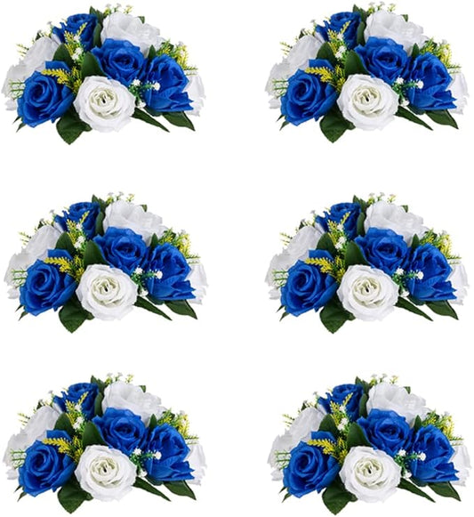 Flower Centerpieces for Wedding Tables: Wedding Table Decorations Royal Blue White Flower Balls Centerpieces for Engagement Cerebration Party Center Pieces 6 Packs