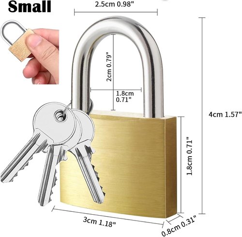 Lockwise 4-Piece Small Brass Keyed Padlock Set - 12 Matching Keys for Gym Lockers & Storage (Light-Duty)