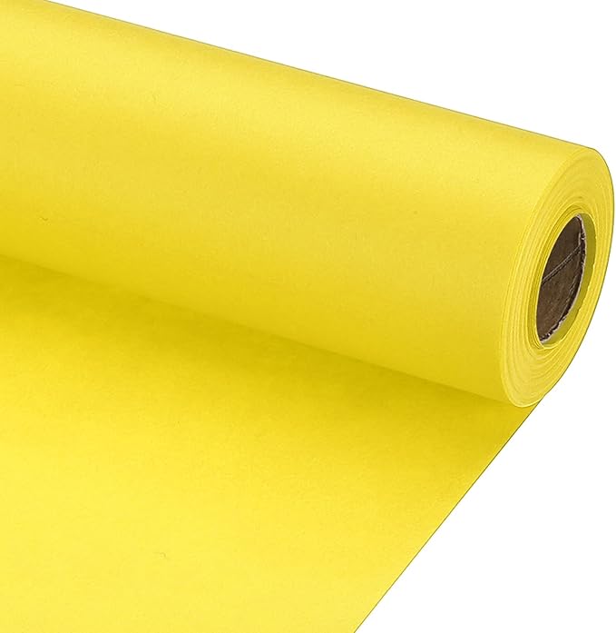 PATIKIL Wrapping Paper, 15" x 600"(49') 70 GSM Craft Paper Roll Kraft Packing Paper for Poster Bulletin Board, Gift Wrapping, Yellow