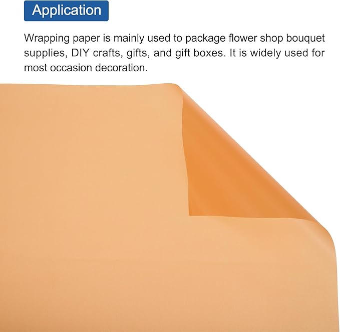 MECCANIXITY Flower Wrapping Fog Paper 22.8x22.8 Inch Waterproof Matte Floral Wrapping Paper for DIY Crafts, Gift/Gift Box Packaging Orange 20 Pcs