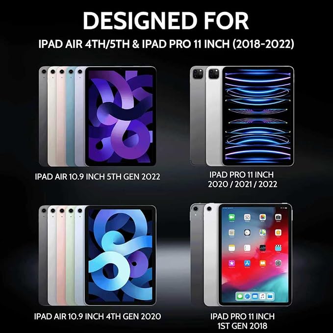 Peslv 360° Privacy Screen for iPad Air 5th/4th Gen & iPad Pro 11 (2018-2022), Anti Glare Blue Light Spy Filter Private Cover, High Sensitive Bubble-Free Easy Install Black Security Protector