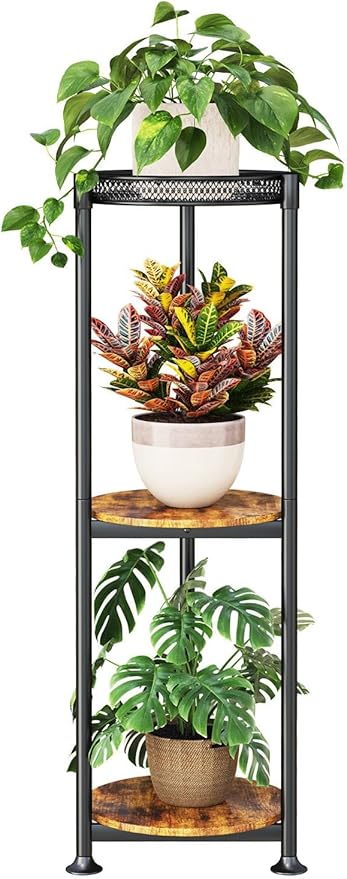 3 Tier Corner Black Plant Stand Indoor,32 Inch Tall Multiple Sturdy Vertical Metal Flower Heavy Duty Pot Holder Shelf Outdoor for Patio Porch Living Room