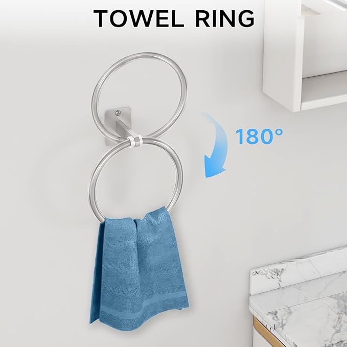 KLJKPA 8 Pieces Bathroom Hardware Set, 24 inch Towel Bar, Brushed Nickel Bathroom Accessories Set, Towel Racks for Bathroom, Robe Towel Hooks, Toilet Paper Holder Wall Mounted