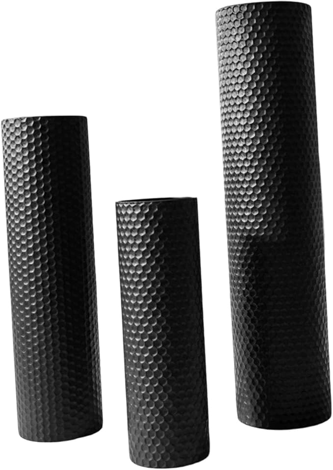 3Pcs Floor Vases Set Flower Container Creative Floral Arrangement Metal Floor Standing Decorative Cylinder Vase for Fireplace