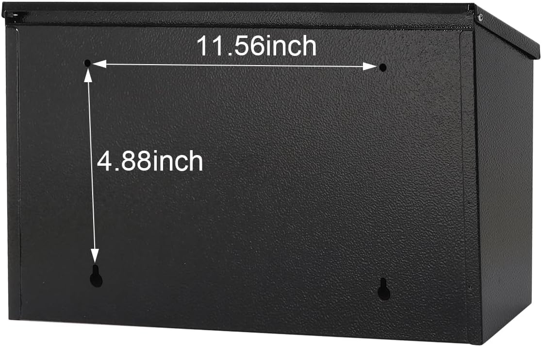 Skiennix Wall-Mount Mailbox - Large Capacity Waterproof & Rust-Resistant Galvanized Steel | 15.7"x9.9"x4.9" Black