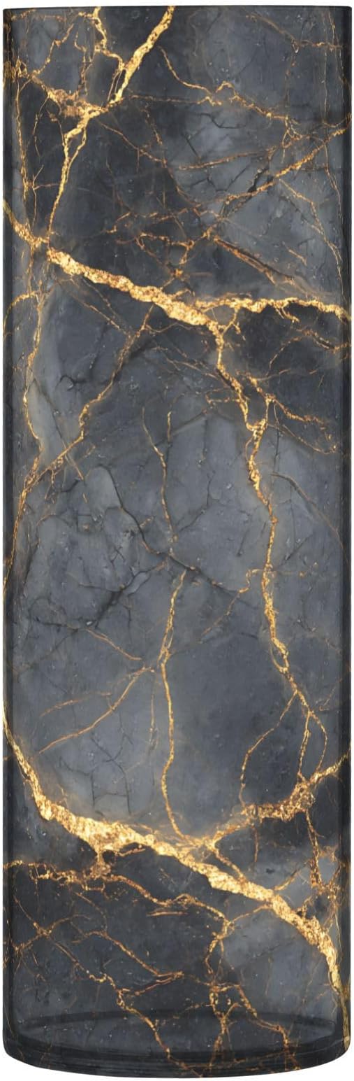 xmyzcd Black Gold Marble Vase Cylinder Vases Clear Plastic Flower Vase Easy to Clean for Centerpieces Homes, Offices, Kitchens