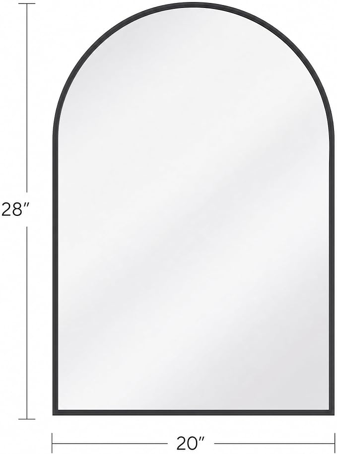 BEAUTYPEAK 20"x28" Arch Bathroom Mirror, Wall Mounted Vanity Metal Frame Mirror for Bedroom, Entryway, Living Room, Black