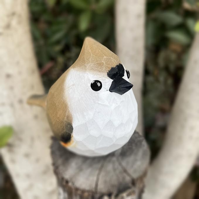 Bird Figurines Hand Carved Painted Wooden Statues for Home Decor, Gift for Bird Lovers,Housewarming, Birthday, Christmas, Anniversaries (NO.13-Tufted Titmouse)