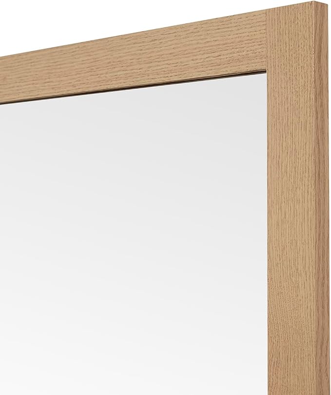 ARIEL Rectangular Wooden Mirror 24" x 36" in Natural Oak, Flexible Horizontal/Vertical Hanging for Bathroom, Vanity, Entryway & Living Room Decor, Farmhouse Style