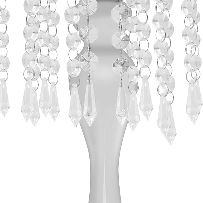 10 Pcs Glam Crystal Flower Stands, Wedding Reception Decorations with Sparkling Crystal Beads Table Center Display Flower Arrangement Flower Stand Metal Vase for Event Decor (Silver, Height:13.77in)