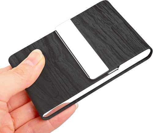JuneLsy Business Card Holder Case - Professional PU Leather with Magnetic Closure | Black for Men & Women