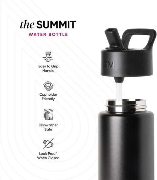 Simple Modern Kids Summit Water Bottle - 14oz Insulated Stainless Steel Tumbler with Straw Lid | Confetti Design
