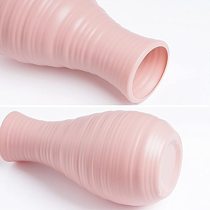 2 Pack Composite Plastics Flower Vase, Unbreakable Ceramic Look Vase for Home Decor Centerpieces, Arranging Bouquets (Pink)