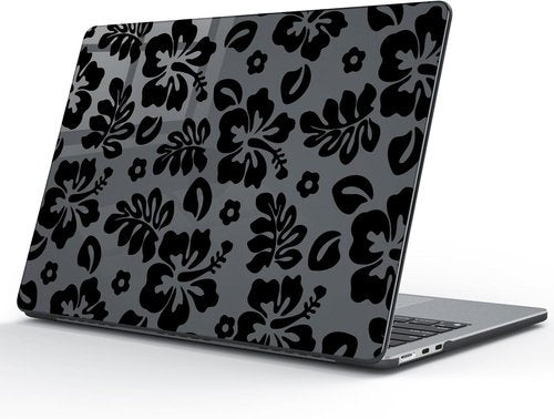 Idocolors MacBook Air 13-Inch Case - Crystal Hard Shell Protective Cover | Black Hibiscus Flowers