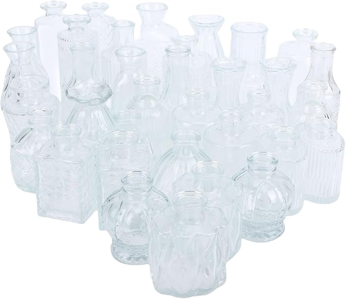 Zerodis Glass Bud Vases, Vases Vintage Elegant Small Flower Wedding Banquets Table Setting Decorative for Birthday Anniversary Tabletop Decor Glass Bud,Transparent