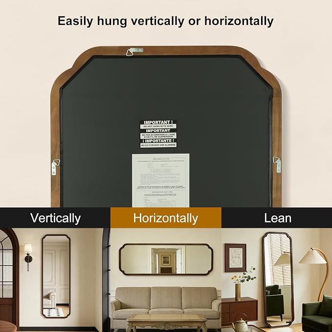WallBeyond Full Length Mirror Wall Mounted 71"x24", Rustic Wooden Frame Floor Mirror, Large Full Body Mirror for Bedroom, Leaning or Hanging Against Wall (Walnut Solid Wood)