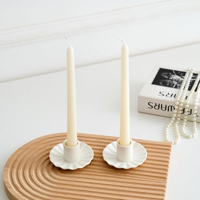 Ceramic Taper Candle Holders,Vintage Candlestick Holder Centerpieces for Home Wedding Decoration, Housewarming Gifts,Pack of 2 (Round B Style)