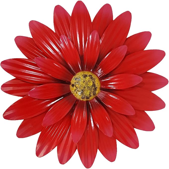 Dekomere Metal Flowers Outdoor Decor 13" Metal Sunflower Wall Art Decorations Sunflower Wall Decor for Kitchen Living Room Porch Garden Yard
