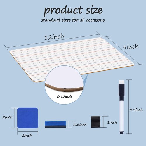 JUSTPAT 24-Pack Dry Erase Boards - 9"x12" Double-Sided Mini Whiteboards for Kids & Classroom Use