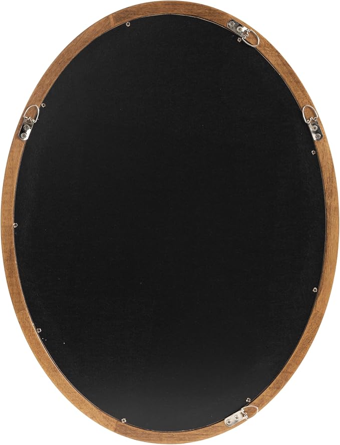 Kate and Laurel Hogan Farmhouse Oval Framed Wall Mirror; 18 x 24; Natural Rustic; Decorative Traditional Wood Mirror with Soft Curvature and Oval Shape