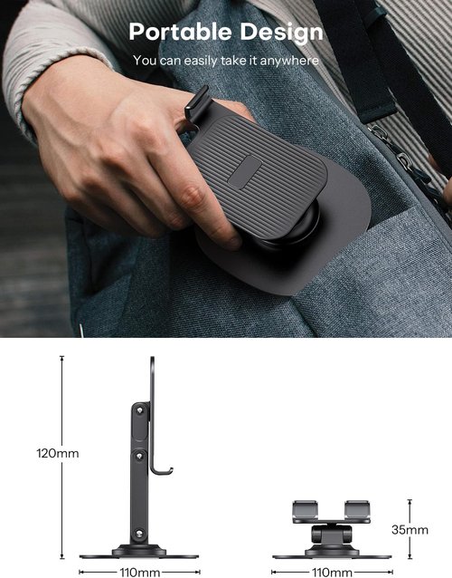 OMOTON Adjustable Cell Phone Stand - 360° Swivel Holder for iPhone 17/16/15/14/13 Pro Max | 2-Pack, Black & White