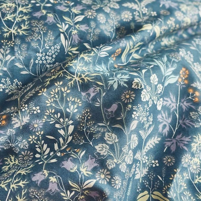 mixinni Blue Floral Duvet Cover King Size Cotton Flowers Pattern King Bedding Set Garden Style Comforter Cover Set with Zipper Closure-Luxury Quality Soft Durable Easy Care (3pcs, King Size)