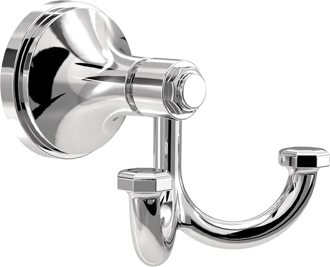 Franklin Brass Woodruff (1-Pack) Towel Hooks Polished Chrome Double Bathroom J Hooks Wall Mounted for Robes & Towels Hand Towel Hook Holder Kitchen, Bathroom Accessories WDRF35-PC
