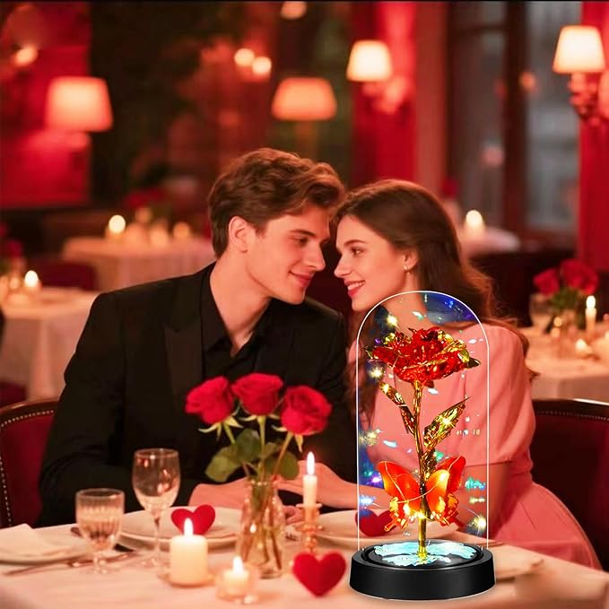 The Rose for Women, Glass Flowers in Glass Dome, Eternal Rose for Her, Womens Birthday Gift for Mom, Teacher Appreciation, Graduation, Christmas