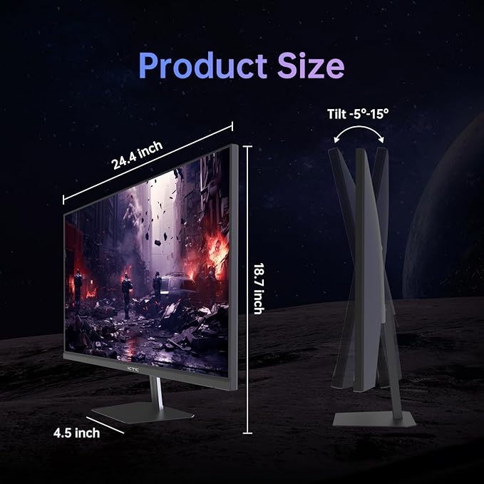 KTC 24.5'' Gaming Monitor 180Hz,Fast IPS 1080P 1 ms, 128% sRGB HDR10,Freesync,HDMI x 2 /DP x 1,VESA,Tilt Adjustable,Xbox PS5 Switch (HDMI Cable Included)