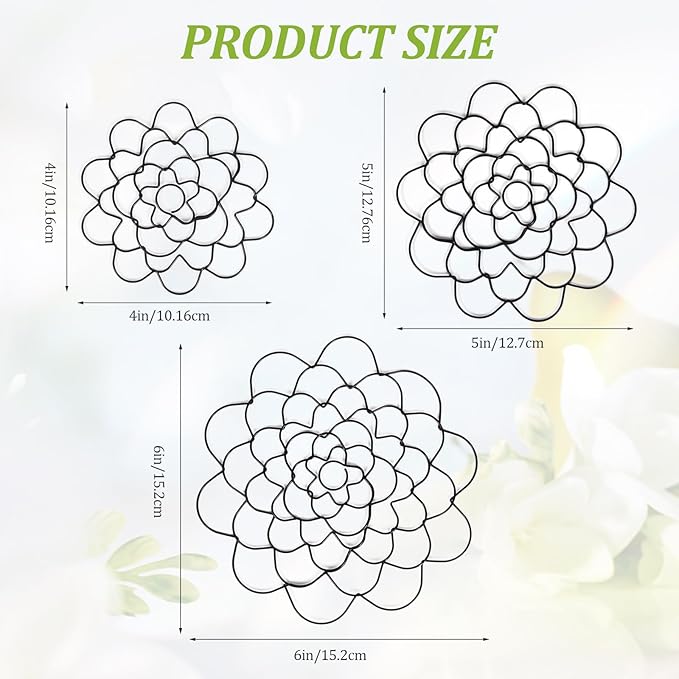 Flower Arrangement Holder Set 3Pcs - Stainless Steel Floral Grid Organizer - Wire Frog Insert for Vases Bouquets DIY Home Decor (Black)