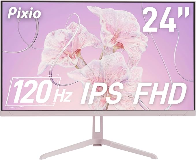 Pixio PX246 Wave Pink 24 inch 120Hz Refresh Rate FHD 1080p Resolution IPS Panel 4ms GTG Response Time Gaming Monitor with Adaptive Sync