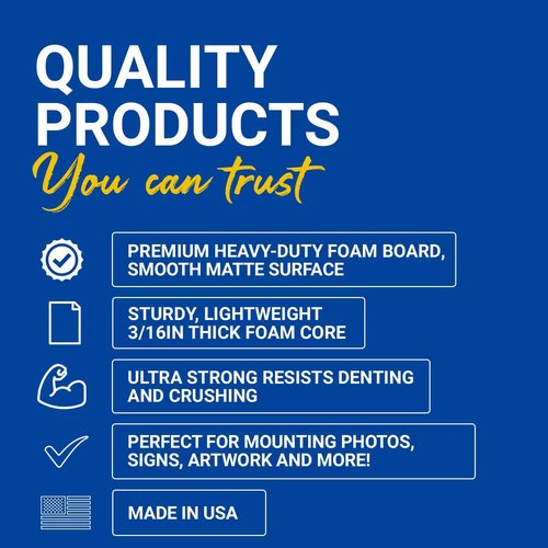 Royal Brites Premium White Foam Board - Sturdy & Lightweight 3/16" Thick | 30” x 40” Size, Pack of 10