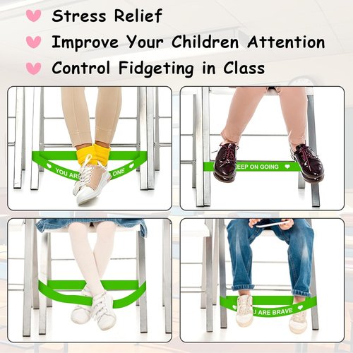 ROOKEA Chair Bands for Kids - Sensory Tools for Fidgety Feet | Green ADHD Classroom Essentials (16 Pcs)