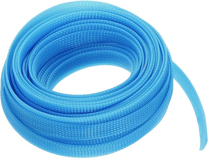 uxcell PET Expandable Sleeving 25ft 1/2" Sky Blue Cable Management Sleeve Cord Organizer for Wrap Protect Cable