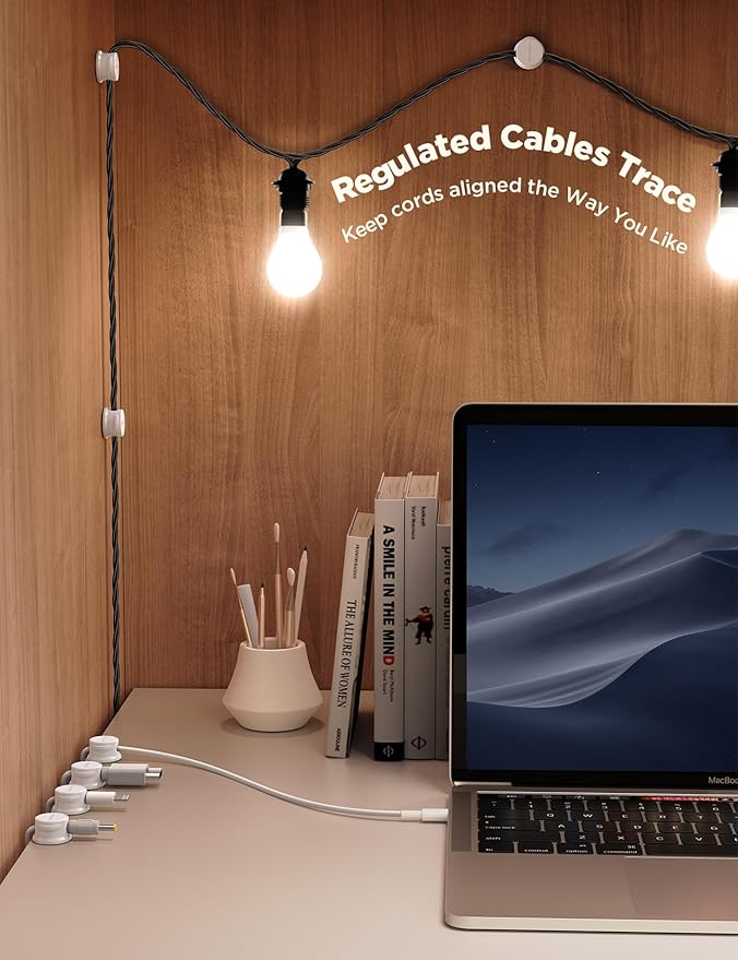 9 Pack Cable Management Cord Holder, JOYROOM Magnetic Cable Clips Adhesive Wire Hider, Cord Organizer for Desk Bedside Nightstand Table Desktop USB Wall Car Office Workspace Accessories