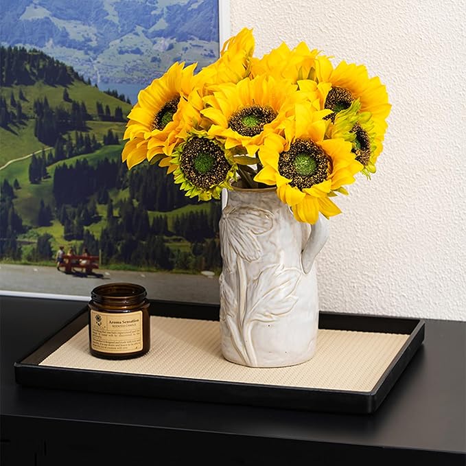 Small Ceramic Vase for Flowers - Distressed Vintage Vase Decor,Modern Boho Ins Style Decorative Vase,Unique Ceramic Flowers Vases with Handle,Handmade Cute Decor Vases for Home Decor