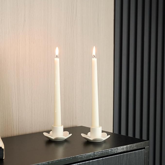 Ceramic Taper Candle Holders,Vintage Candlestick Holder Centerpieces for Home Wedding Decoration, Housewarming Gifts,Pack of 2 (Flower Shape B Style)