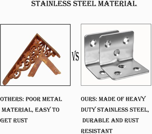 Skiennix 80Pcs Stainless Steel Angle Brackets - Heavy Duty 90° L Shape Corner Braces | 1.2” x 1.2” x 1.5”