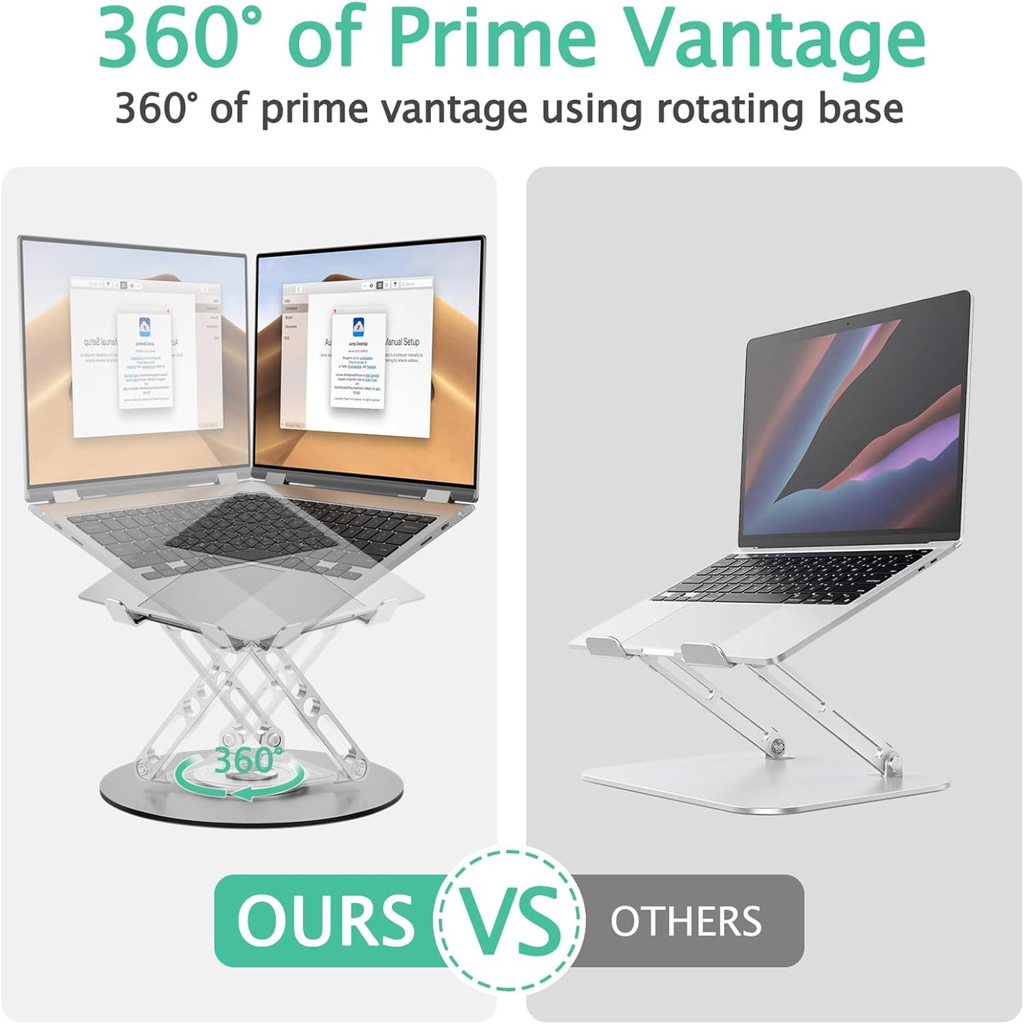 Skiennix Laptop Stand - Adjustable Ergonomic Riser with 360° Rotating Base | Fits MacBook Pro & Air