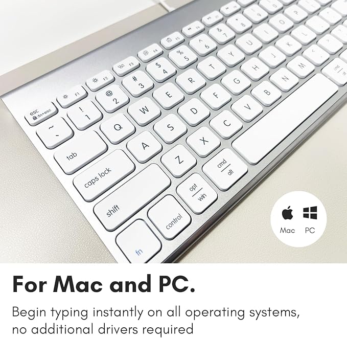 Macally Wired Keyboard for Mac | Compatible Apple Keyboard (78 Keys, Plug and Play USB) Compatible with MacBook Pro/Air, iMac, Mac mini/Pro, Laptop, Computer Desktop