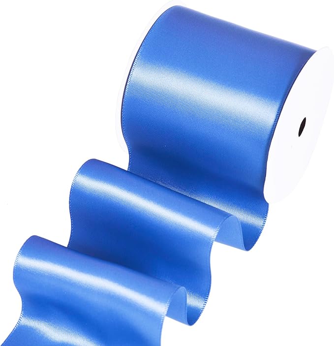 YAMA Royal Blue Double Faced Satin Ribbon 3 Inch 10 Yards, Great for Crafts Bows Flower Bouquet Wedding Home Decor Gift Wrapping