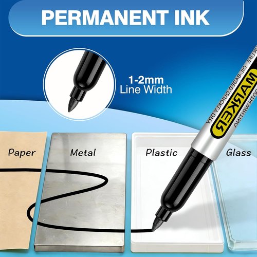 SFAIH Black Permanent Markers - Quick Drying Fine Point for School & Office | Durable Waterproof Ink