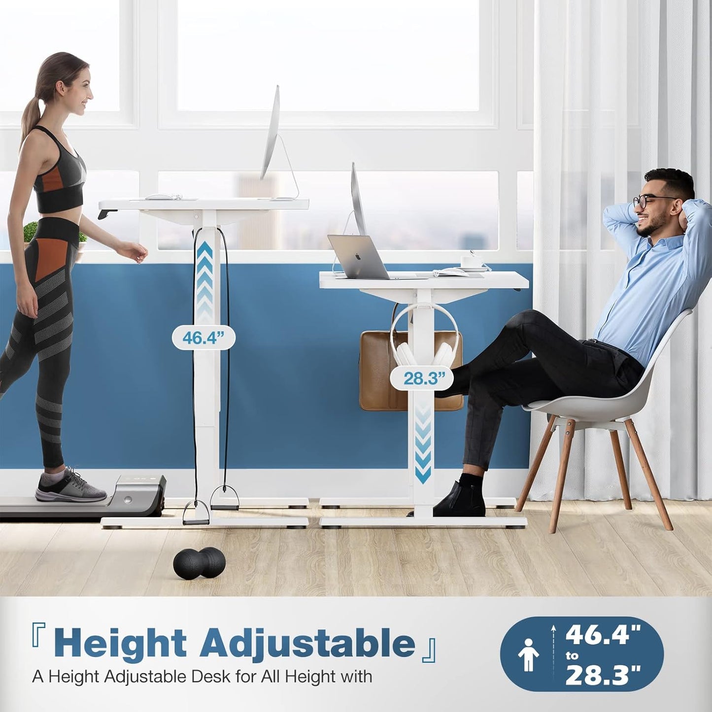 Sweetcrispy Electric Standing Desk - Adjustable Height 55x24 Inch Sit Stand Home Office Workstation | White Metal Frame