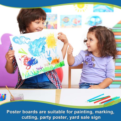 ROOKEA White Poster Board Paper - 24 Pcs Bulk for Vision Boards, Arts & Crafts | 11x14 Size
